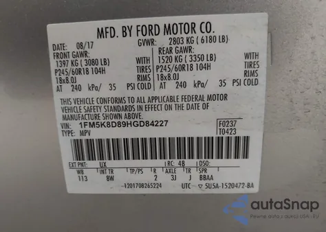 2017 Ford Explorer Xlt from USA, damaged, VIN 1FM5K8D89HGD84227